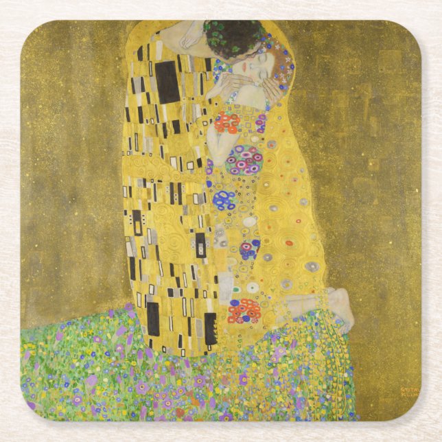 Dessous-de-verre Carré En Papier Gustav Klimt - Le baiser (Devant)