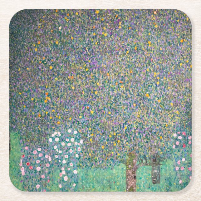 Dessous-de-verre Carré En Papier Gustav Klimt - Rosiers sous les arbres (Devant)