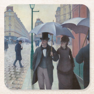 Dessous-de-verre Carré En Papier Gustave Caillebotte - Rue de Paris ; Temps de plui
