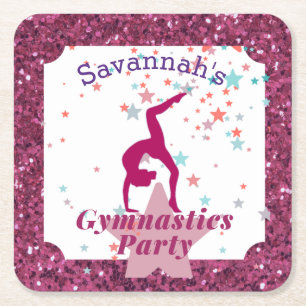 Dessous-de-verre Carré En Papier Gymnastique Parties scintillant et étoiles