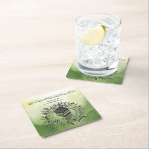 Dessous-de-verre Carré En Papier Hajj Moubarak, Kaaba sainte à La Mecque Arabie Sao