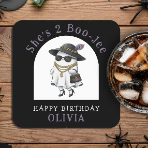 Dessous-de-verre Carré En Papier Halloween 2 Anniversaire Fête Ghost Two Boujee