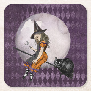 Dessous-de-verre Carré En Papier Halloween Alice au pays des merveilles Cheshire Ca