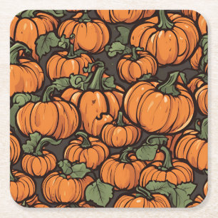 Dessous-de-verre Carré En Papier Halloween Animé Citrouille minimaliste automne aut
