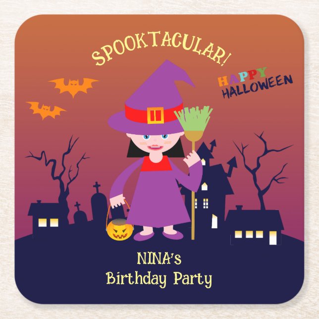 Dessous-de-verre Carré En Papier Halloween Costume fille fête d'anniversaire (Devant)