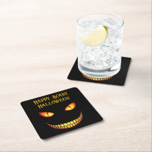 Dessous-de-verre Carré En Papier Halloween effrayant et fou sourire