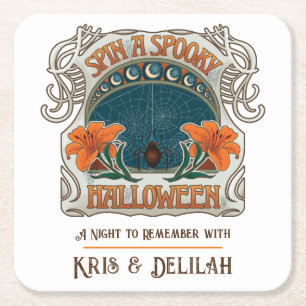 Dessous-de-verre Carré En Papier Halloween éffrayant, Personnalisé