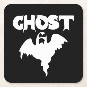 Dessous-de-verre Carré En Papier Halloween Fantôme Noir Et Blanc