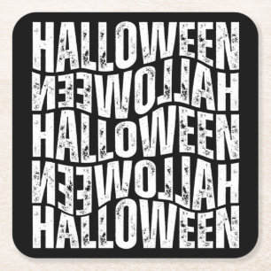 DESSOUS-DE-VERRE CARRÉ EN PAPIER HALLOWEEN HALLOWEEN DÉFORMATION TYPOGRAPHIE