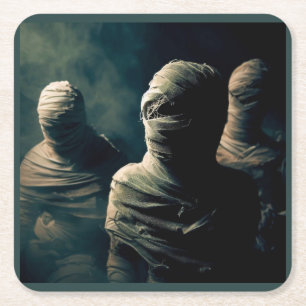 Dessous-de-verre Carré En Papier Halloween - momies 4