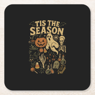 Dessous-de-verre Carré En Papier Halloween Saison Squelette Citrouille Sorcière C'e
