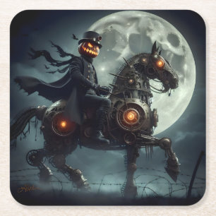 Dessous-de-verre Carré En Papier Halloween Steampunk Cavalier sans tête