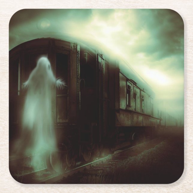 Dessous-de-verre Carré En Papier Halloween - Train 1 (Devant)