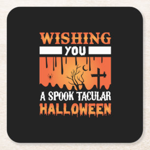 Dessous-de-verre Carré En Papier Halloween Vous Souhaite Une Halloween Éffrayante