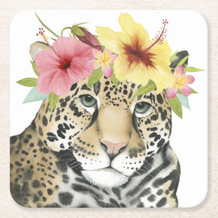 Dessous-de-verre Carré En Papier Halo tropical   Sweet Cheetah
