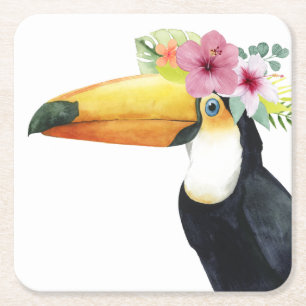 Dessous-de-verre Carré En Papier Halo tropical - toucan