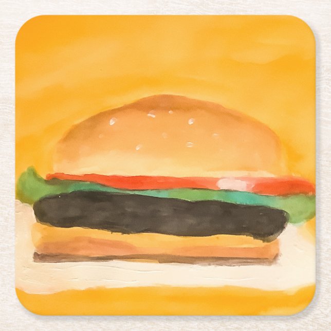 Dessous-de-verre Carré En Papier Hamburger (Devant)