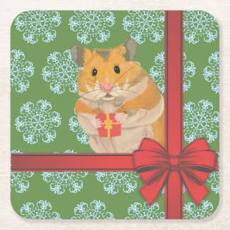 Dessous-de-verre Carré En Papier Hammy Christmas Hamster Noël