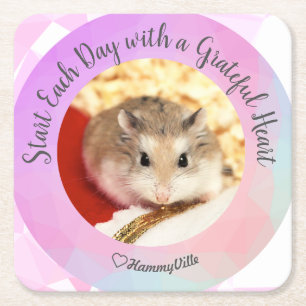 Dessous-de-verre Carré En Papier HammyVille - Joli Hamster Commence Chaque Jour Gra