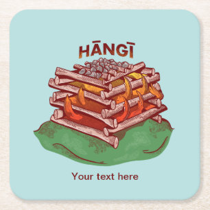 Dessous-de-verre Carré En Papier Hangi Maori Cuisine Nourriture Kai