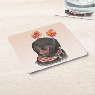 Dessous-de-verre Carré En Papier Happy Black Labrador Retriever Dessous de verre pa