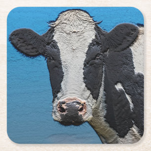 Dessous-de-verre Carré En Papier Happy Cow Portrait
