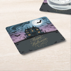 Dessous-de-verre Carré En Papier Happy Halloween Haunted Dessous de verre de maison