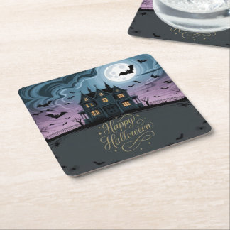 Dessous-de-verre Carré En Papier Happy Halloween Haunted Dessous de verre de maison