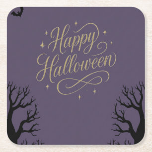 Dessous-de-verre Carré En Papier Happy Halloween violet thème