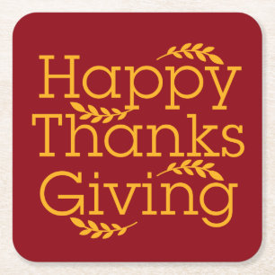 Dessous-de-verre Carré En Papier Happy Thanksgiving