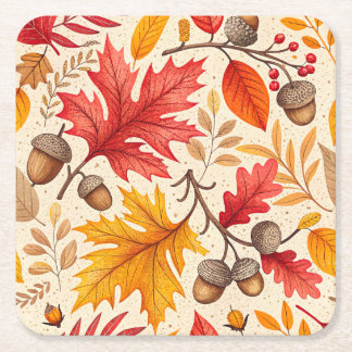 Dessous-de-verre Carré En Papier Harmonie d'automne : Un Motif d'automne coloré