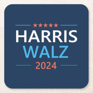 Dessous-de-verre Carré En Papier Harris Walz 2024 pour Président