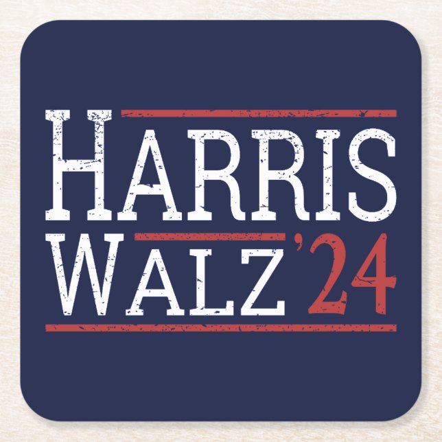 Dessous-de-verre Carré En Papier Harris Walz Election 2024 I (Devant)