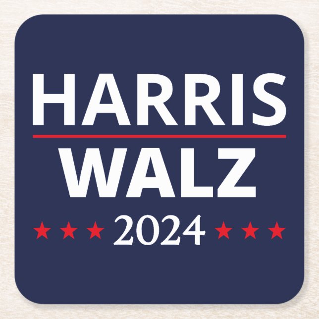 Dessous-de-verre Carré En Papier Harris Walz Election 2024 III (Devant)