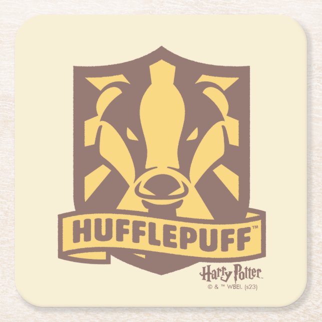 Dessous-de-verre Carré En Papier HARRY POTTER™ | Été Magique HUFFLEPUFF™ Crest (Devant)