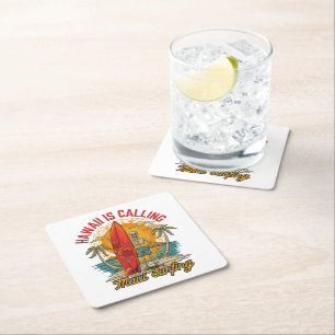 Dessous-de-verre Carré En Papier Hawaii vous appelle Maui Surfing Island Vibes