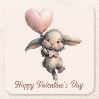 Dessous-de-verre Carré En Papier Heart Balloon Bunny for Valentines