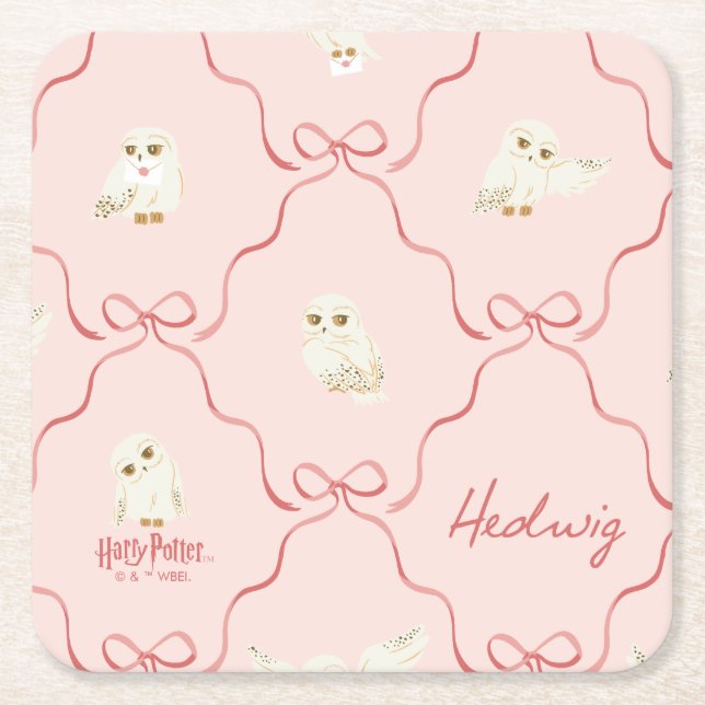 Dessous-de-verre Carré En Papier Hedwig Pink Ribbon Pattern (Devant)