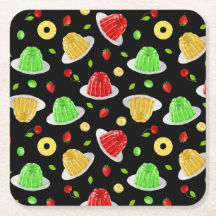 Dessous-de-verre Carré En Papier Hello Jello Coaster  - sur noir