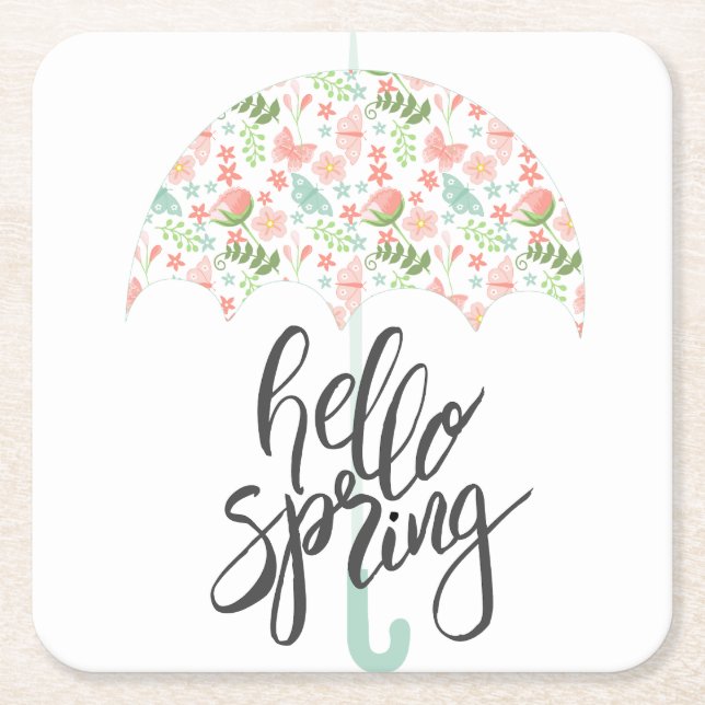 Dessous-de-verre Carré En Papier Hello Spring (Devant)