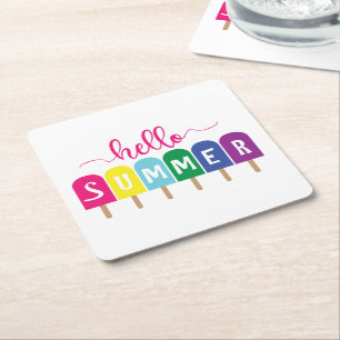 Dessous-de-verre Carré En Papier Hello Summer ice pop
