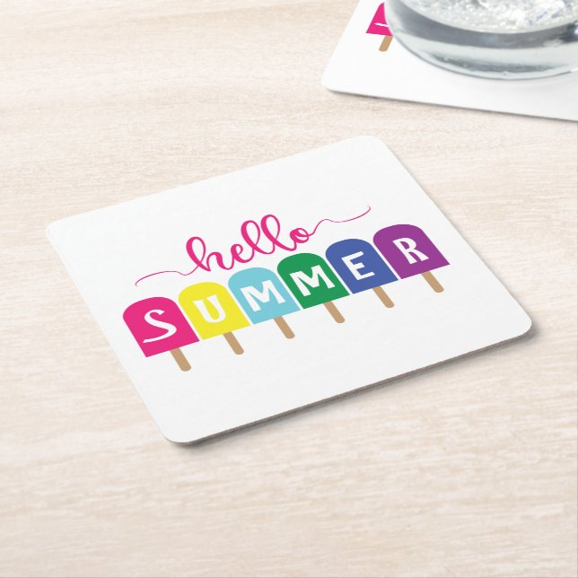 Dessous-de-verre Carré En Papier Hello Summer ice pop (Incliné)