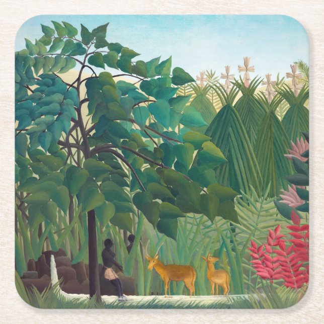 Dessous-de-verre Carré En Papier Henri Rousseau - La cascade (Devant)