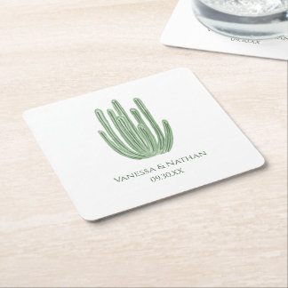 Dessous-de-verre Carré En Papier Heure de cocktail de mariage au cactus tuyau d'org