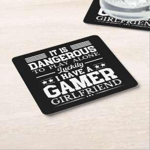 Dessous-de-verre Carré En Papier Heureusement, J'Ai Un Gamer Girlfriend Funny Coupl