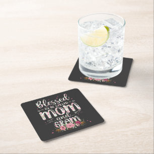 Dessous-de-verre Carré En Papier Heureux d'être appelés amoureux de la fleur de gra