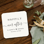 Dessous-de-verre Carré En Papier Heureux Jamais après Mariage de crème<br><div class="desc">Dessous de verre en papier crème clair chic pour votre réception de mariage,  fiançailles,  douches en couple et autres célébrations mariages avec "Happily Ever After" dans un mélange de typographie simple et un script élégant avec des swashes,  vos prénoms rejoints par un coeur et votre date mariage.</div>