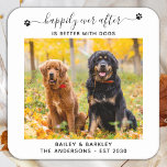 Dessous-de-verre Carré En Papier Heureux Jamais Après Mieux Avec Chiens Mariage Ani<br><div class="desc">Heureux Après Est Meilleur Avec Les Chiens! Ajoutez la touche finale à votre mariage avec ces dessous de verre de mariage photo personnalisés. Parfait pour votre mariage après la fête et la réception. Customisez ces dessous de verre photo avec votre photo de mariage préférée, votre photo de chien d'honneur, ou...</div>