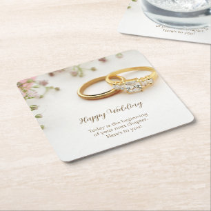 Dessous-de-verre Carré En Papier Heureux Mariage