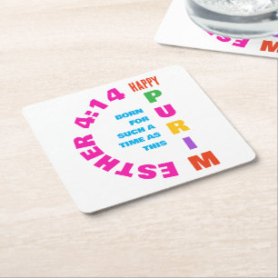 Dessous-de-verre Carré En Papier HEUREUX PURIM Esther 4:14 Pour Un Temps Tel Que Ce